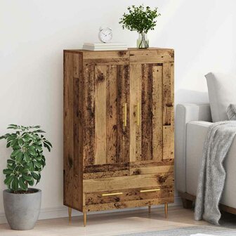 Highboard met lade Oud Hout 69,5 x 31 x 115 cm Bewerkt hout 4