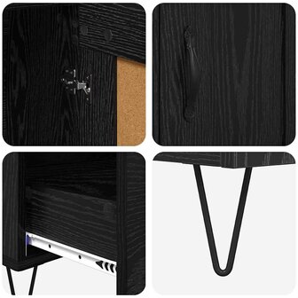 Highboard met lade Zwart Eiken 69,5 x 31 x 115 cm Bewerkt hout 9