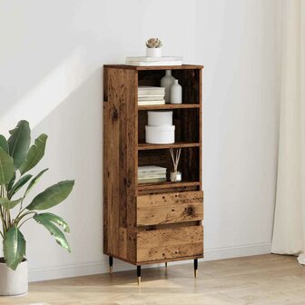 Highboard met lade Oud Hout 40 x 36 x 110 cm Bewerkt hout 1
