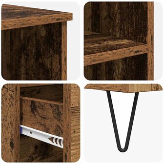 Highboard met lade Oud Hout 40 x 36 x 110 cm Bewerkt hout 9