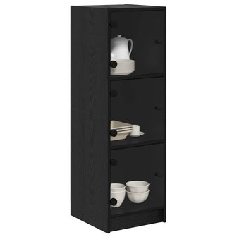 Highboard Zwart Eiken 35 x 37 x 109 cm Bewerkt hout 3