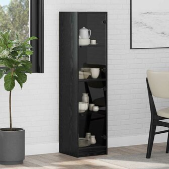 Highboard Zwart Eiken 35 x 37 x 142 cm Bewerkt hout 1