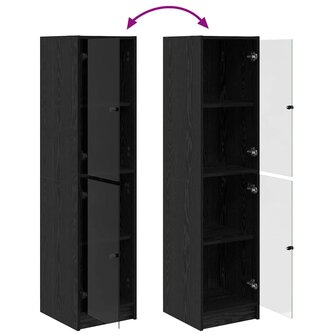 Highboard Zwart Eiken 35 x 37 x 142 cm Bewerkt hout 11