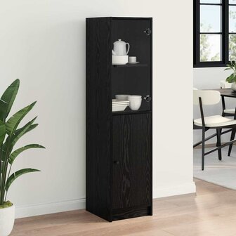 Highboard Zwart Eiken 35 x 37 x 142 cm Bewerkt hout 4