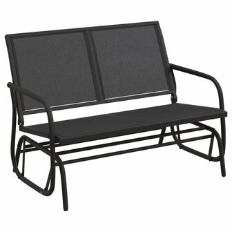 Schuifbank tuin 120,5x76x86,5 cm textielfolie en staal zwart 2