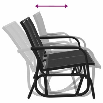 Schuifbank tuin 120,5x76x86,5 cm textielfolie en staal zwart 5