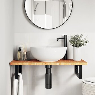 Badkamer wandschap staal en massief eikenhout 3