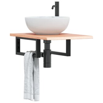 Badkamer wandschap staal en massief eikenhout 1