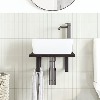 Badkamer wandschap staal en massief eikenhout 3