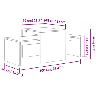 Salontafelset 100x48x40 cm bewerkt hout betongrijs 7