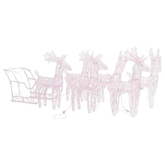 Kerstdecoratie rendieren en slee 280x28x55 cm acryl 2