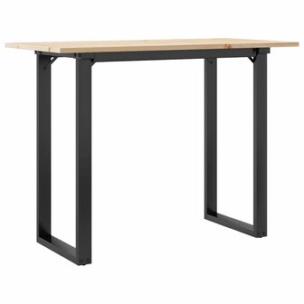 Eettafel O-frame 100x50x75 cm massief grenenhout en staal 2