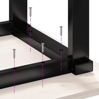 Eettafel O-frame 100x50x75 cm massief grenenhout en staal 8