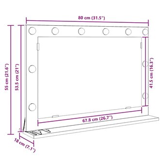 Make-up spiegel Wit 80 x 15 x 18 cm Glas en Hout met Kunststof 11