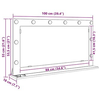 Make-up spiegel Wit 100 x 55 x 18 cm Glas en Hout met Kunststof 11