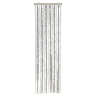 Vliegengordijn 56x185 cm chenille lichtgrijs en wit 3