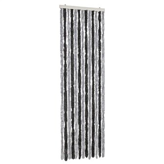 Vliegengordijn 56x200 cm chenille grijs en zwart 2