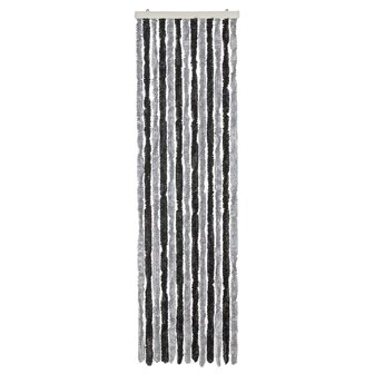 Vliegengordijn 56x200 cm chenille grijs en zwart 3