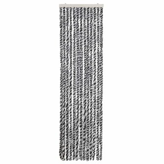 Vliegengordijn 56x200 cm chenille grijs en zwart-wit 3