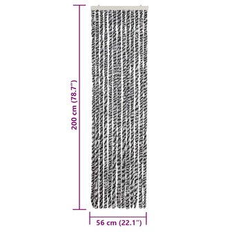 Vliegengordijn 56x200 cm chenille grijs en zwart-wit 7