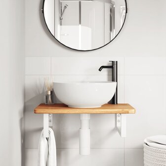 Badkamer wandschap staal en massief eikenhout 3