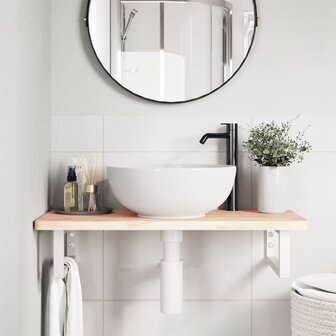 Badkamer wandschap staal en massief beukenhout 3