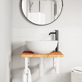 Badkamer wandschap staal en massief eikenhout 3