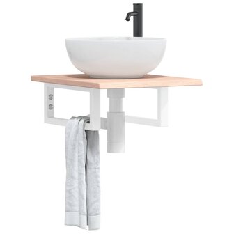 Badkamer wandschap staal en massief eikenhout 1