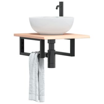 Badkamer wandschap staal en massief eikenhout 1