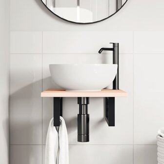 Badkamer wandschap staal en massief eikenhout 3