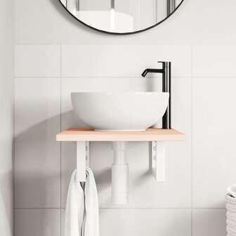 Badkamer wandschap staal en massief eikenhout 3