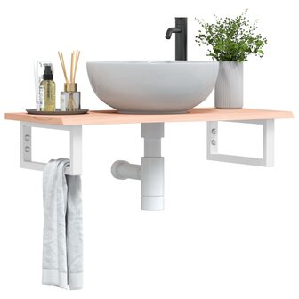 Badkamer wandschap staal en massief eikenhout  1