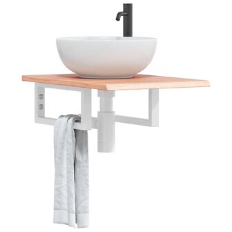 Badkamer wandschap staal en massief eikenhout 1