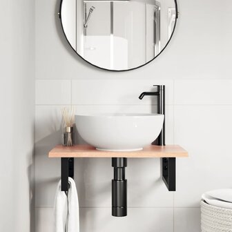 Badkamer wandschap staal en massief eikenhout 3