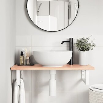 Badkamer wandschap staal en massief eikenhout 3