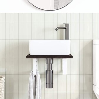 Badkamer wandschap staal en massief eikenhout 3