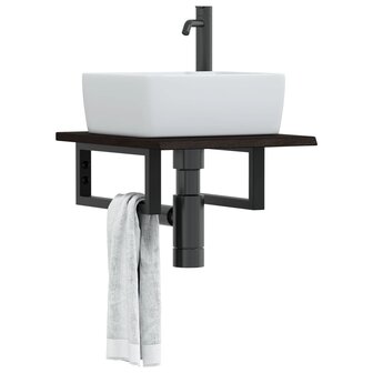 Badkamer wandschap staal en massief eikenhout 1