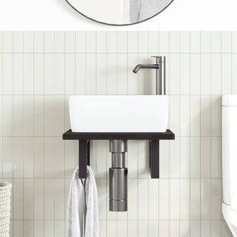 Badkamer wandschap staal en massief eikenhout 3