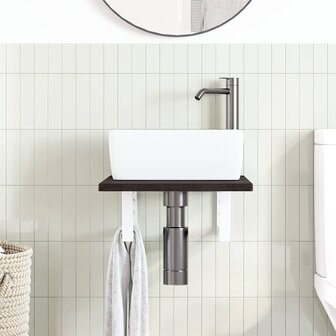 Badkamer wandschap staal en massief eikenhout 3