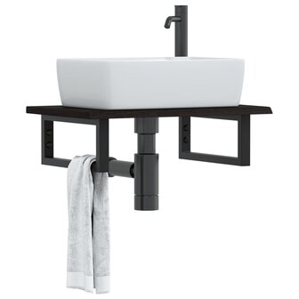 Badkamer wandschap staal en massief eikenhout 1