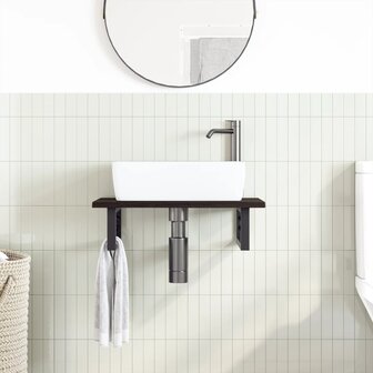 Badkamer wandschap staal en massief eikenhout 3