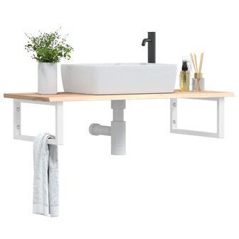 Badkamer wandschap staal en massief eikenhout 1