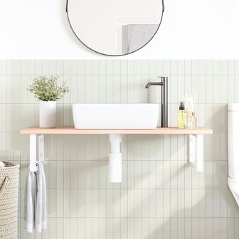Badkamer wandschap staal en massief eikenhout 3