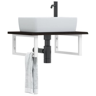 Badkamer wandschap staal en massief eikenhout 1