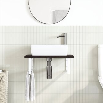 Badkamer wandschap staal en massief eikenhout 3