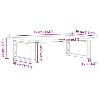 Badkamer wandschap staal en massief acaciahout 11