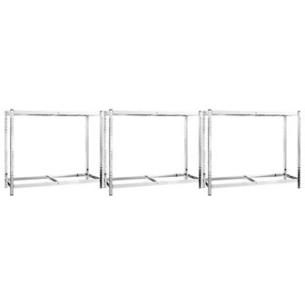 Bandenrekken 2-laags 3 st 110x40x110 cm staal zilverkleurig 2