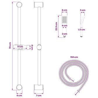 Douchesysteem set Chroom 70 cm Roestvrij staal 11