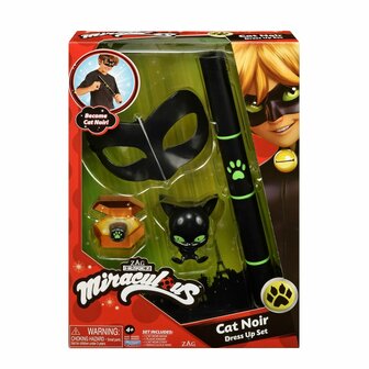 Miraculous: Tales of Ladybug &amp; Cat Noir Transformation Set - Cat Noir 4 Onderdelen Zwart Multicolour Kinder verkleedkleding 4