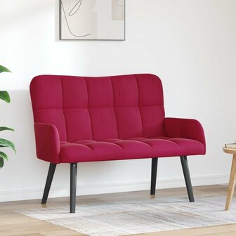 Twee Persoons Sofa Wijnrood 115 x 61 x 87 cm Fluweel 1